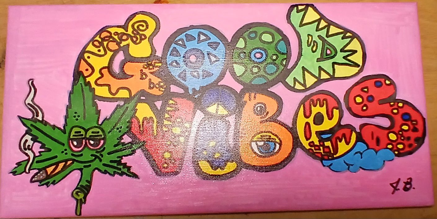 7"x 14" Good Vibes Acrylic Painting On An Art Canvas