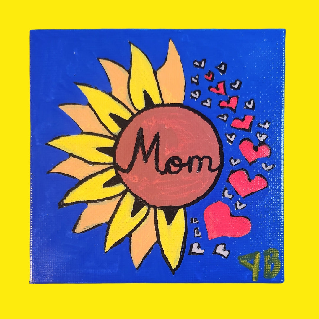 4"x 4" Sunflower Mom Magnetic Acrylic Painting