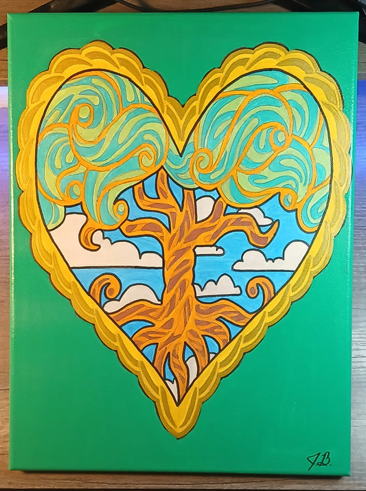 12" x 16" Love Tree Acrylic Painting On An Canvas