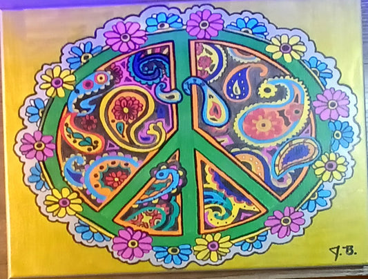 12" x 16" Madala Peace Symbol Acrylic Painting On An Canvas