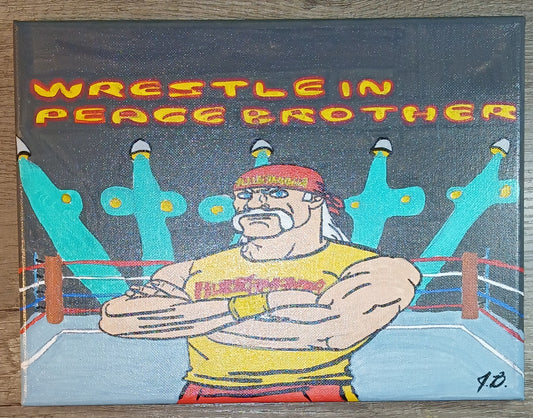 9" x 12" Hulk Hogan Wrestle In Peace Brother Acrylic Painting On An Canvas