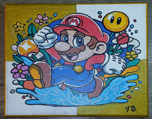8" x 10" Mario Acrylic Painting On An Canvas