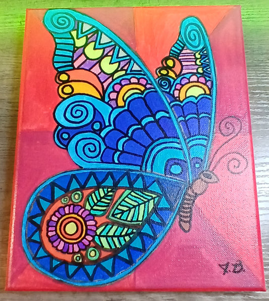 8" x 10" Mandala Butterfly Acrylic Painting On An Canvas