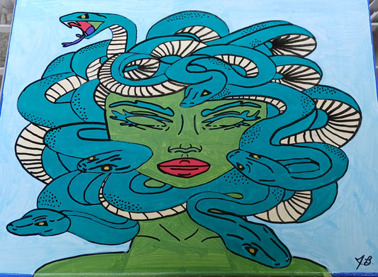 14" x 18" Medusa Acrylic Painting
