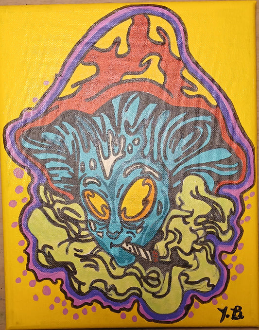 8"X 10" Cosmic Bloom Acrylic Painting On An Canvas