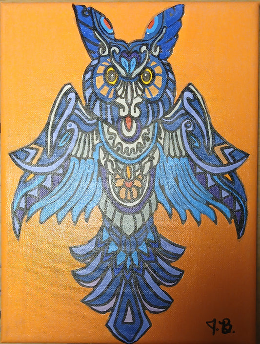 9"x 12" Mystic Gaze Acrylic Painting On An Canvas