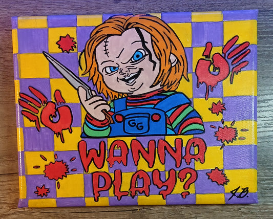 8" x 10" Wanna Play Acrylic Painting On An Canvas