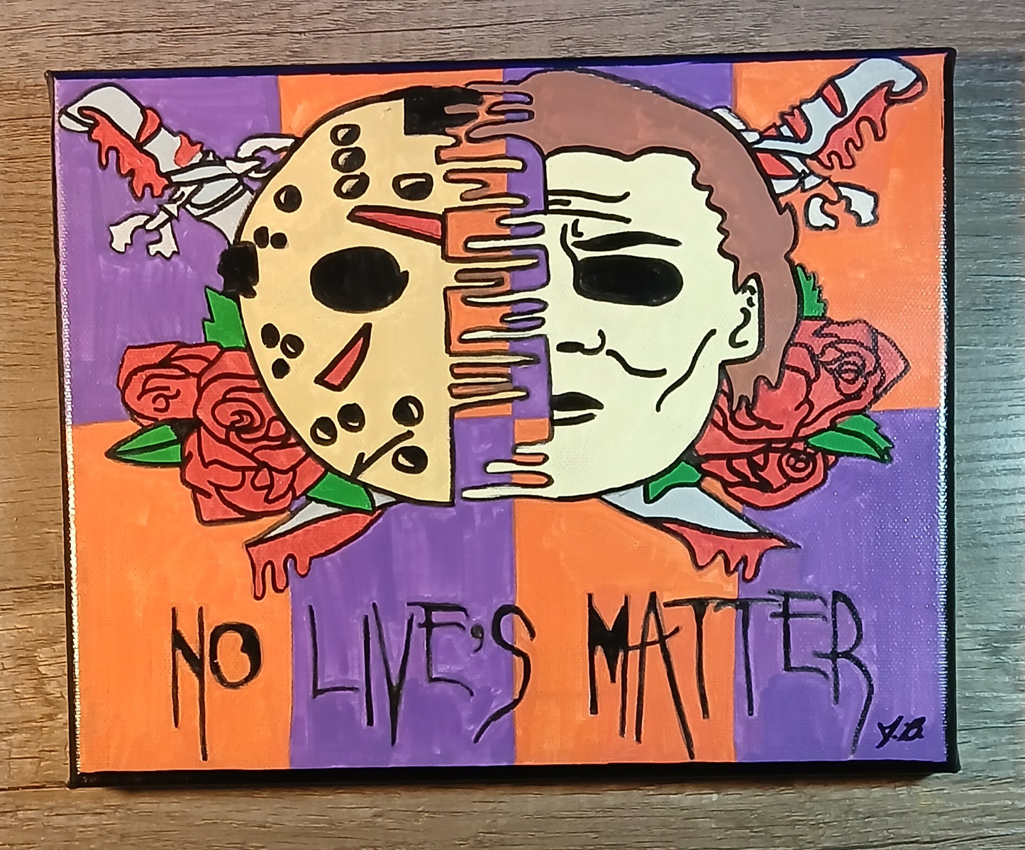8" x 10" Jason and Michael Mashup Acrylic Painting On An Canvas