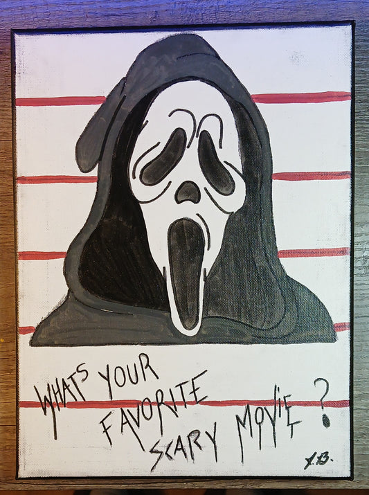 9" x 12" Ghost Face Acrylic Painting On An Canvas