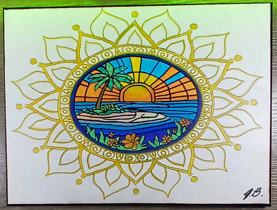 12"x 16" Mandala Sunrise Acrylic Painting On An Canvas