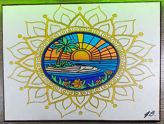 12"x 16" Mandala Sunrise Acrylic Painting On An Canvas