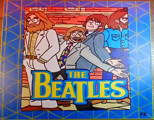 16"x 20" The Beatles Acrylic Painting On An Canvas