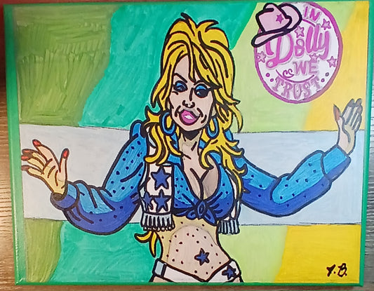 11" x 14" In Dolly We Trust Acrylic Painting On A Canvas