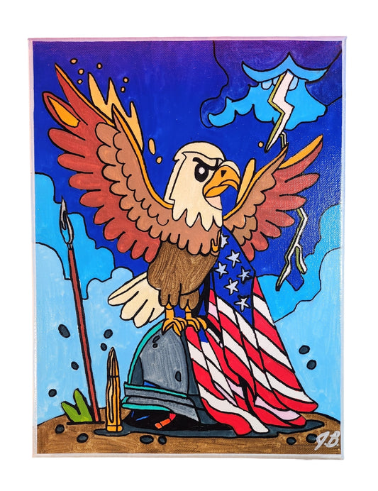 9" x 12" America The Brave Acrylic Painting On An Canvas