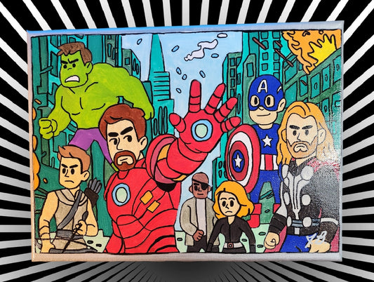 9" x 12" Marvels Avengers Acrylic Painting On An Canvas