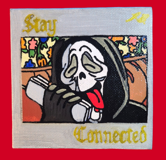 4" x 4" Ghost Face Stay Connected  Magnetic Acrylic Painting